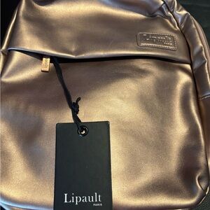 Lipault Metallic Bronze Women’s Backpack — Sleek Everyday Pack